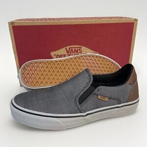 Vans Asher Deluxe Men’s Slip On Shoes Size 8.5 Deluxe Textile Grey Brown New